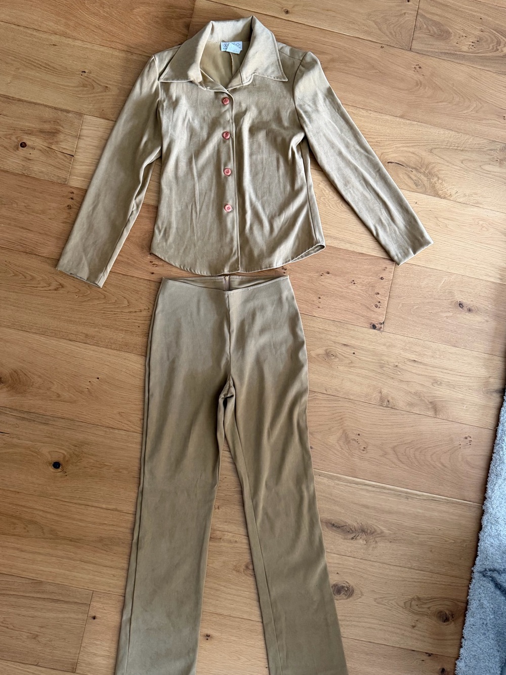 XOXO Tan Straight-Leg Two-Piece Pant Set